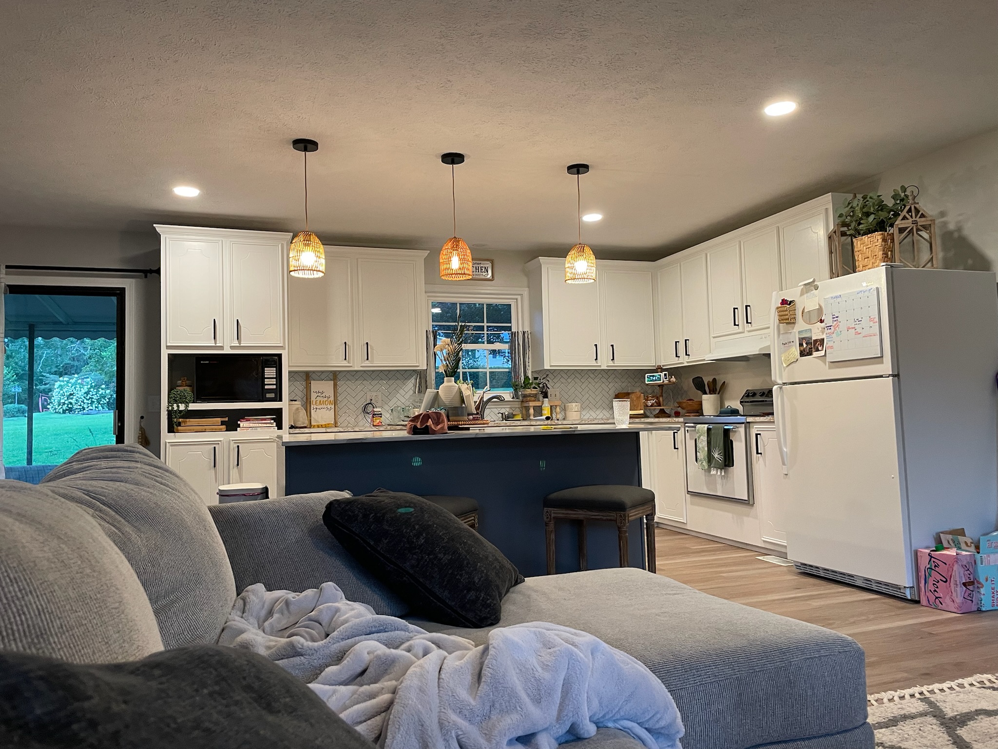 Kitchen pendants + recessed lighting