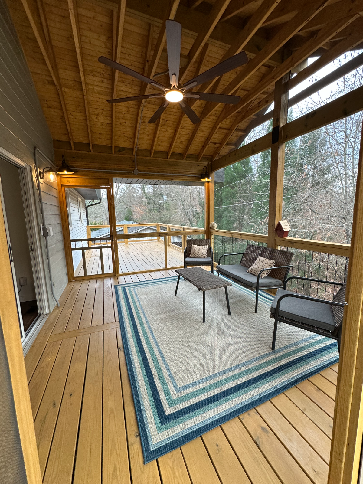 Porch fan + barn lights — Saluda